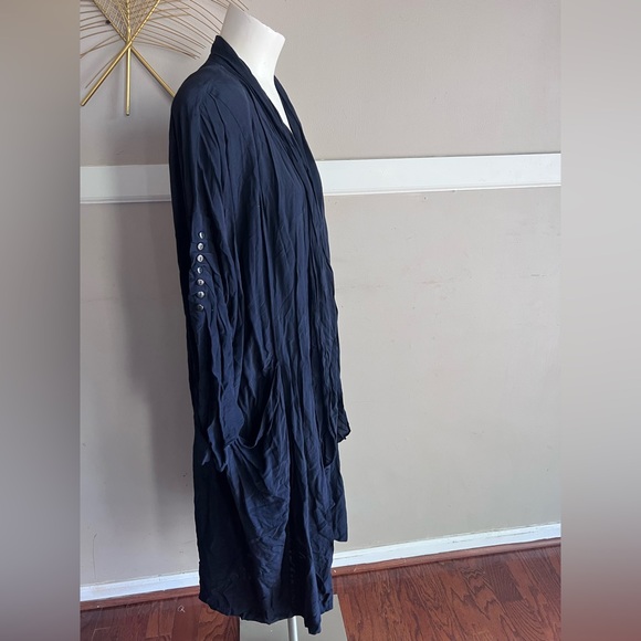 Lightweight Navy Open-Front Drape Robe - Picture 2 of 4